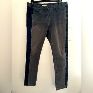 Eileen fisher women’s grey black side panel jeans contemporary denim minimalist